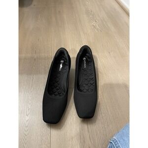 Vivaia Square-toe Wedge Pump  (Margot Wedge) Size 8 EU 39 Black Minimalist